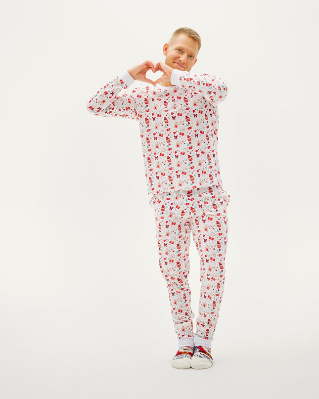 White Valentine's Day Pajamas for Men