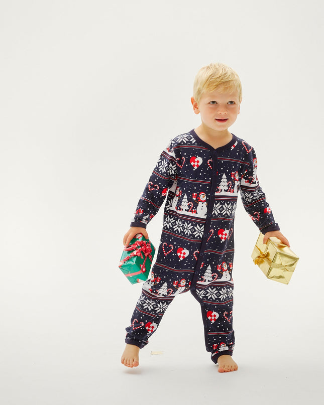 Christmas Heart Jumpsuit Navy - Baby