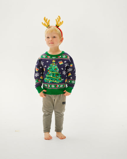 Blue Christmas Tree Sweater for Kids