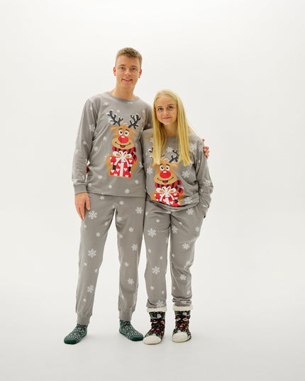 Adorable Gray Rudolph Pajamas for Men