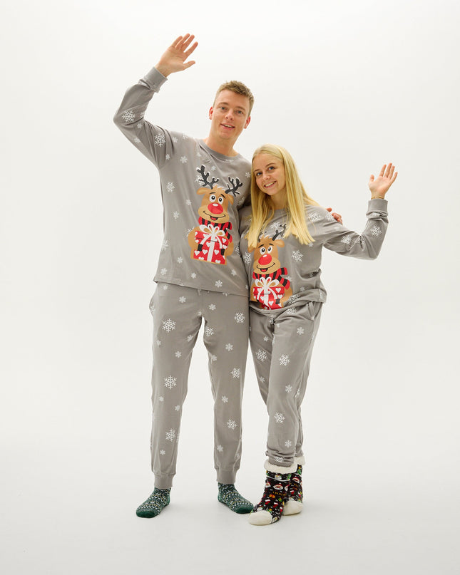 Adorable Gray Rudolph Pajamas for Men