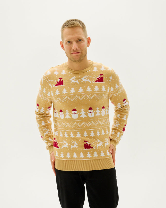 Stylish Beige Christmas Sweater for Men