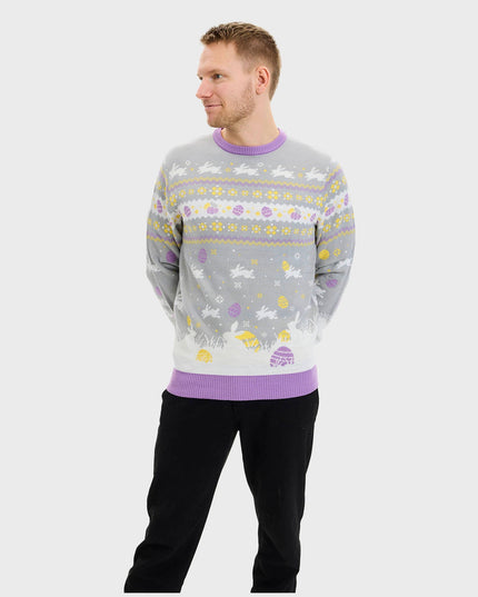 Cute Gray Easter Sweater for Men