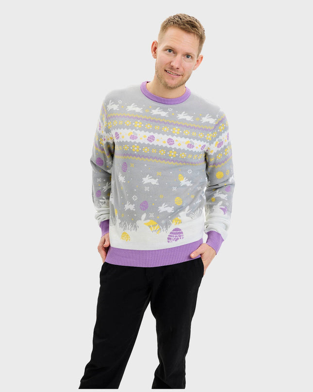 Cute Gray Easter Sweater for Men