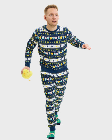 Blå påske-sweatsuit til mænd