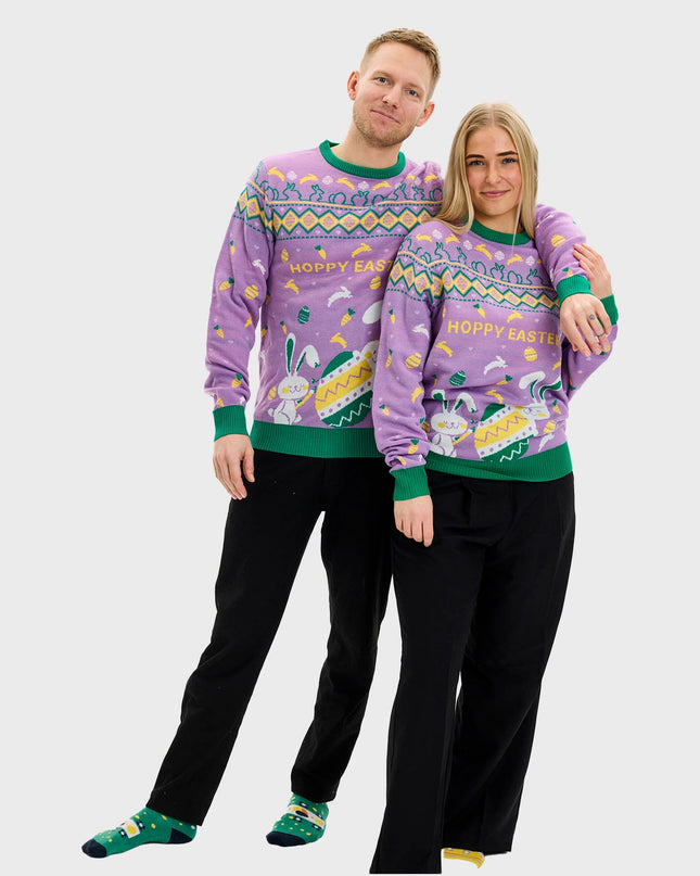 Eggercise Easter Sweater Purple for Women