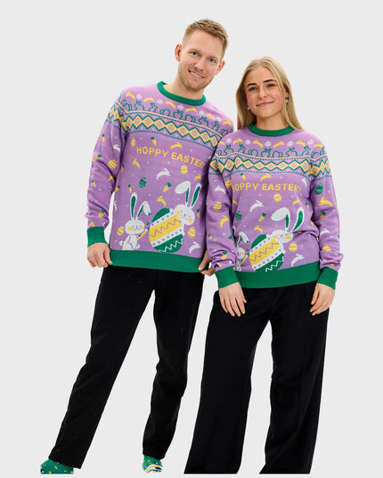 Eggercise påske-sweater lilla til mænd