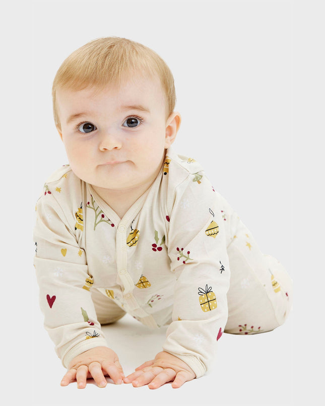 Beige Christmas Pajamas for Babies