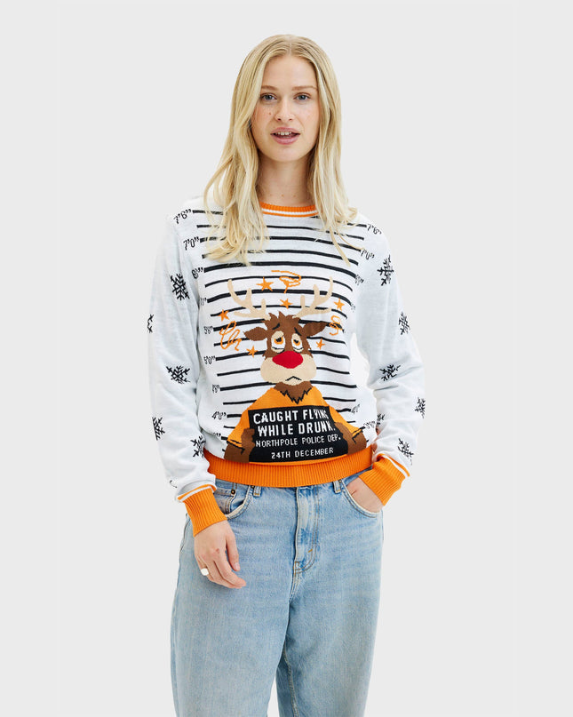 Criminal Rudolph Christmas Sweater for Women - Family Style