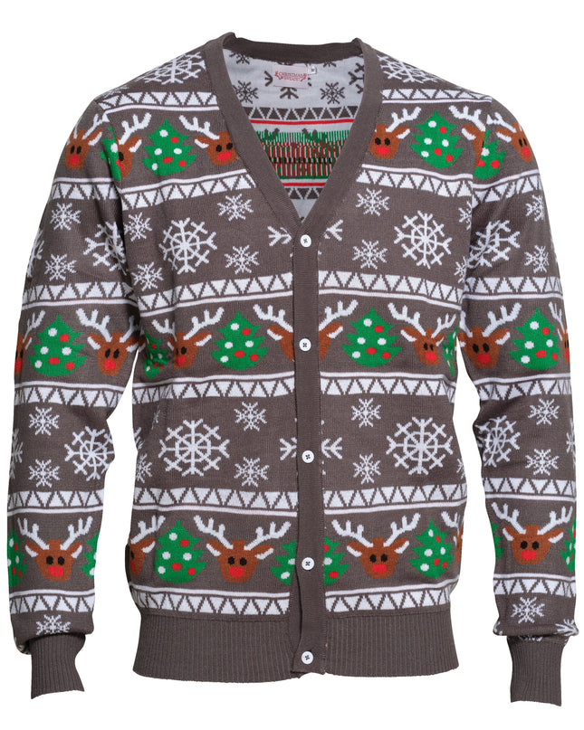 Cheerful Gray Christmas Cardigan - Bestsellers