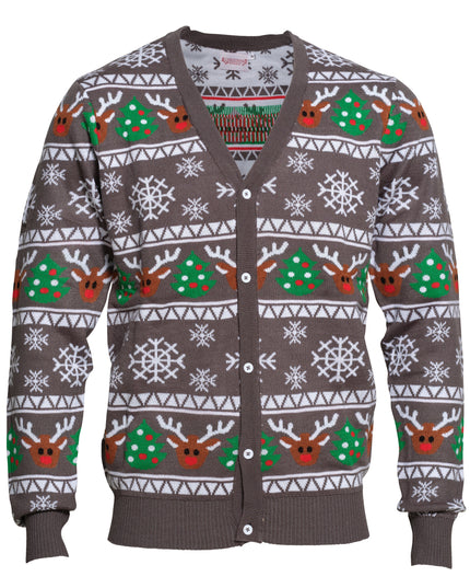 Cheerful Gray Christmas Cardigan