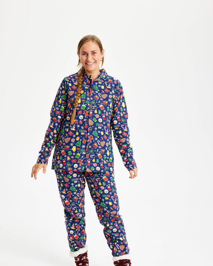 Crazy Flannel Christmas Pajamas in Blue for Women