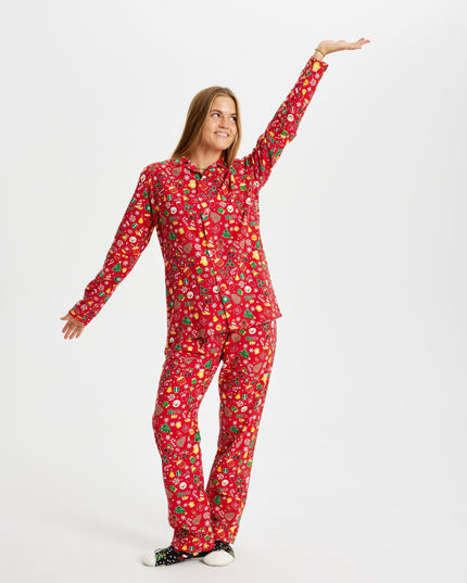 Crazy Red Flannel Christmas Pajamas - Women