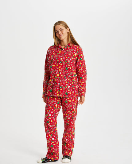 Crazy Red Flannel Christmas Pajamas - Women