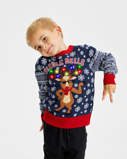 Jingle Bells julesweater til børn - Lysende sjov