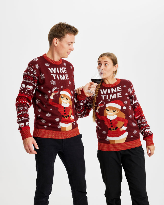 "Wine Time" Christmas Sweater for Women - Light Up Design