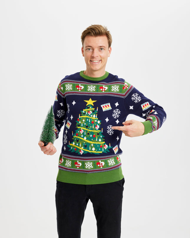 Blue Christmas Tree Sweater - Men