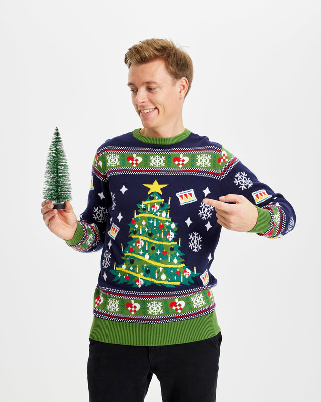 Blue Christmas Tree Sweater - Men