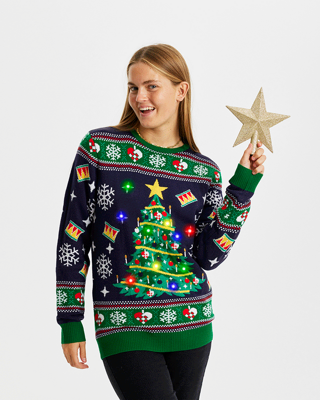 Blue Christmas Tree Sweater for Women