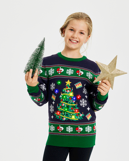LED Christmas Tree Sweater for Kids