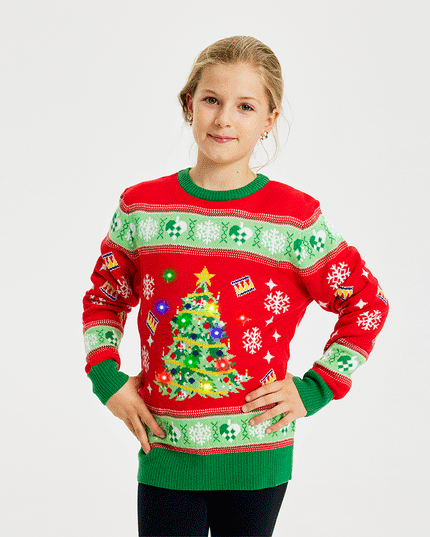 LED Christmas Tree Sweater for Kids