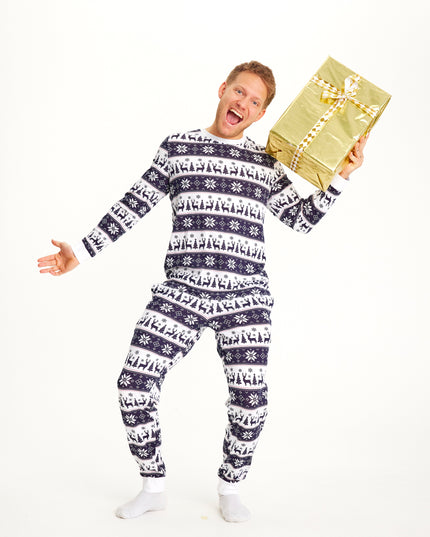Navy Reindeer Christmas Pajamas for Men