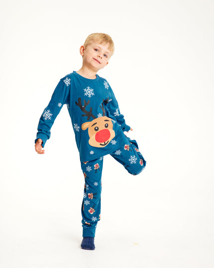 Pijamas Azules de Rudolph para Niños - Favorito Familiar