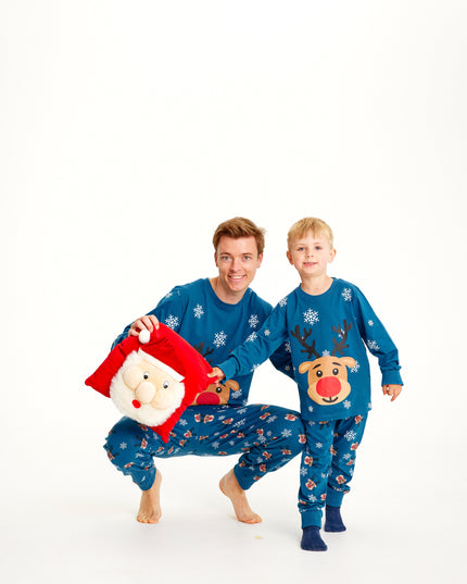 Blue Rudolph Christmas Pajamas for Kids - Family Favorite