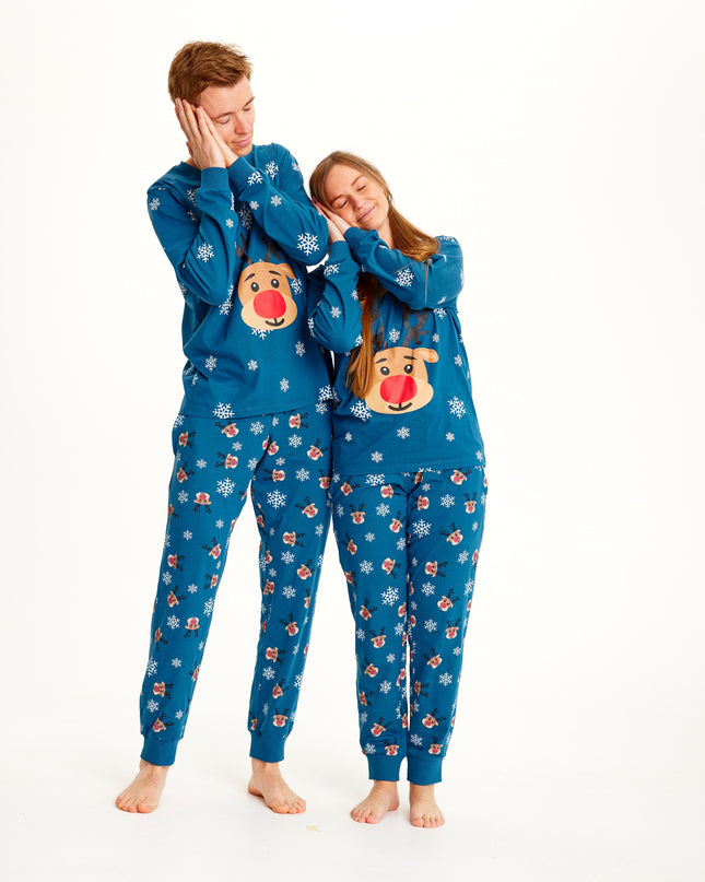 Rudolf Blue Christmas Pajamas - Women