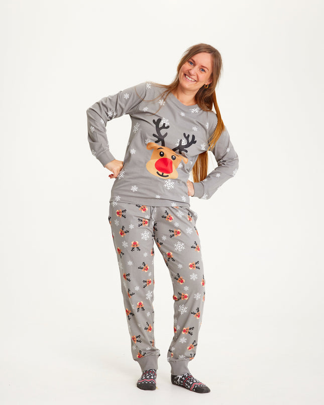 Gray Rudolph Christmas Pajamas for Women