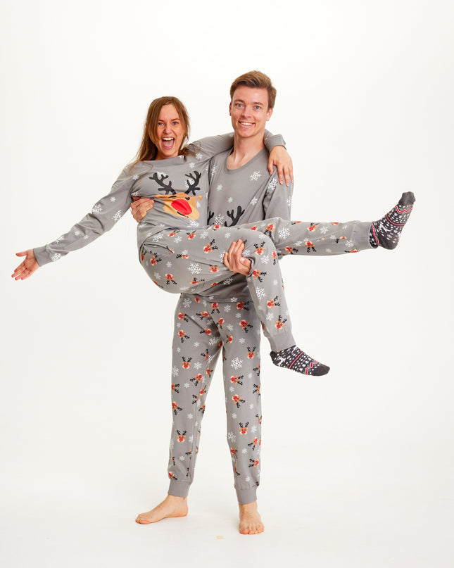 Gray Rudolph Christmas Pajamas for Women