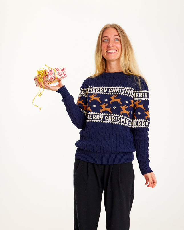 Traditional and Stylish Blue Christmas Sweater
