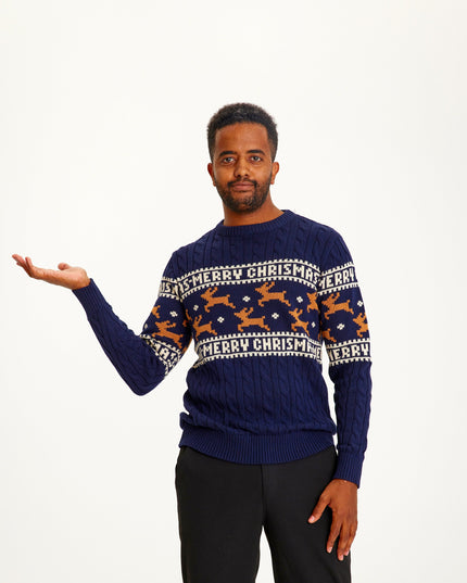 Stylish Blue Christmas Sweater for Men