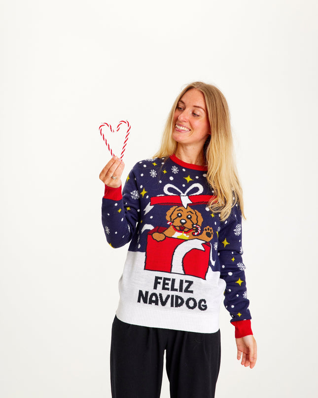 Women's Ugly Christmas Sweater - Feliz Navidog