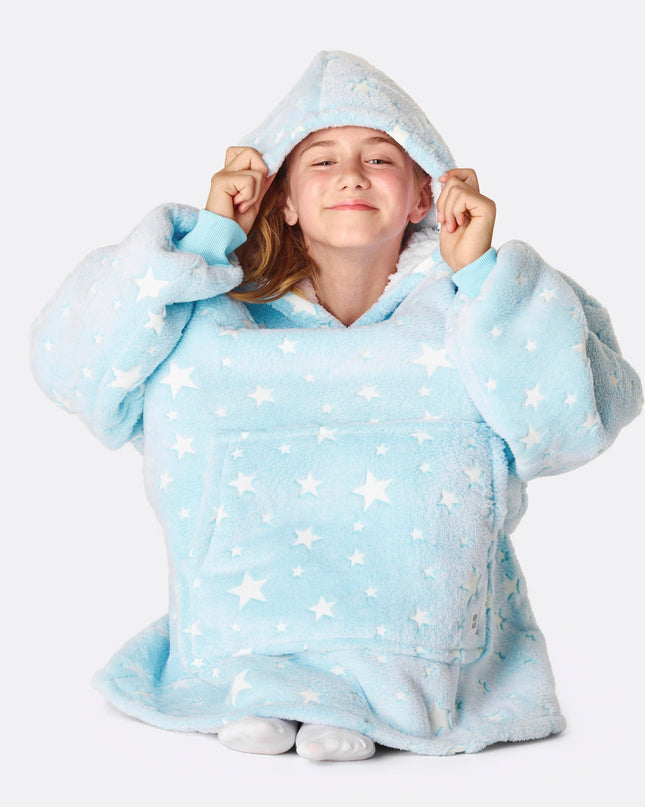 Børns glow-in-the-dark blå stjerner HappyHoodie