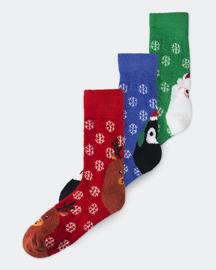 Kids' Fluffy Christmas Socks Set of 3