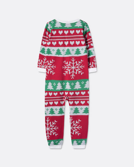 Kids' Red Knit Print Overall Christmas Pyjamas