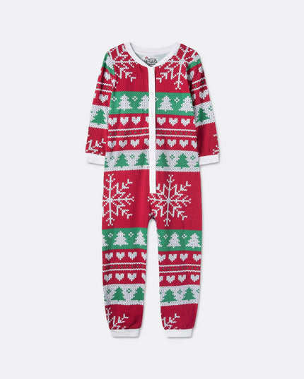 Kids' Red Knit Print Overall Christmas Pyjamas