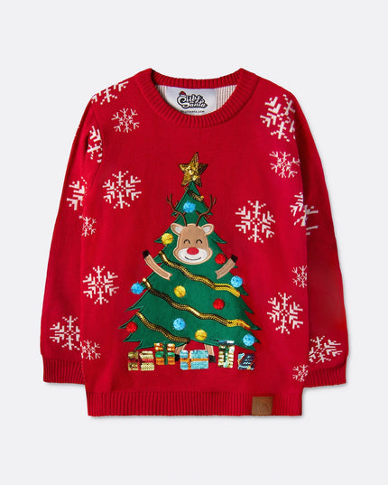 Kids' Reindeer Tree Christmas Sweater
