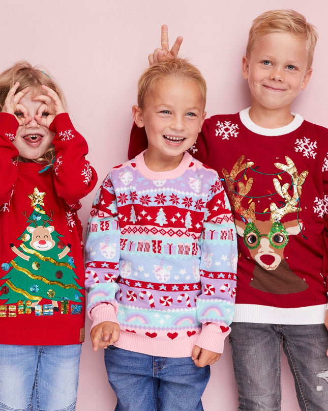 Kids' Reindeer Tree Christmas Sweater