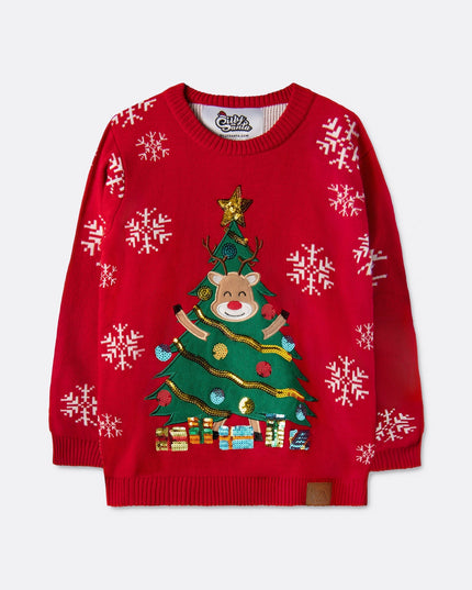 Kids' Reindeer Tree Christmas Sweater