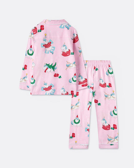 Kids' Unicorn Collared Christmas Pyjamas for Cozy Nights