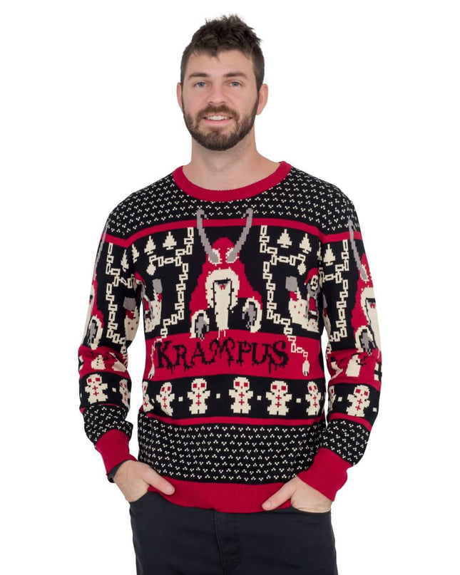 Krampus Knit Ugly Christmas Sweater for Festive Fun