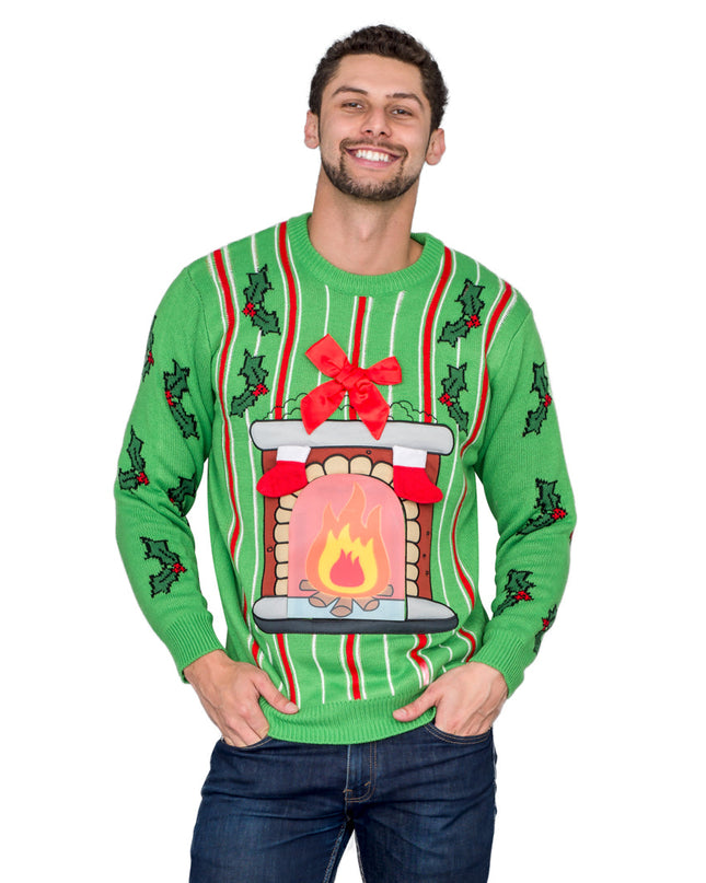 LED Fireplace Design Ugly Christmas Sweater