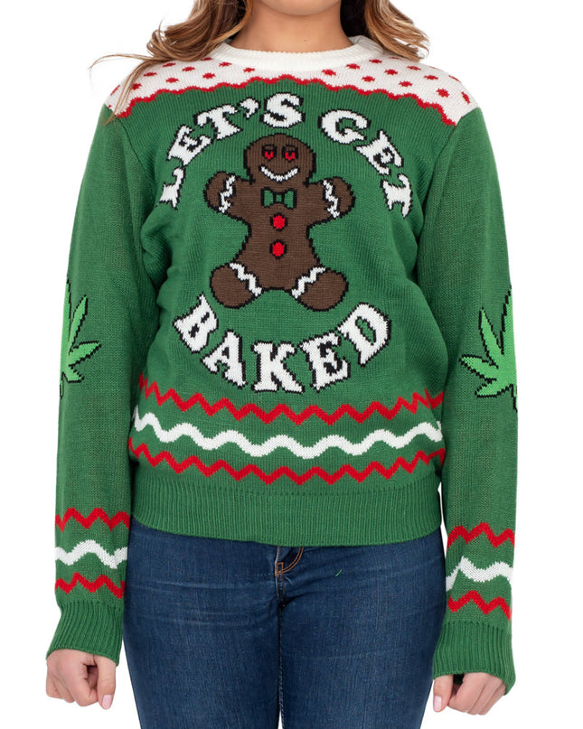 Women's Let's Get Baked Gingerbread Christmas Sweater