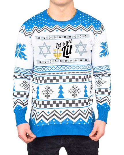 Let's Get Lit Hanukkah Ugly Christmas Sweater
