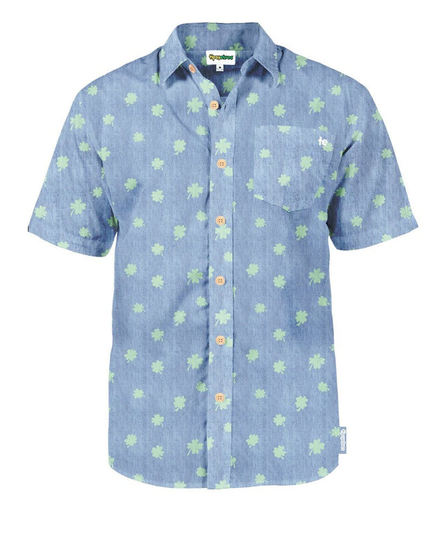 Herre Blå Kløver Button Down Skjorte