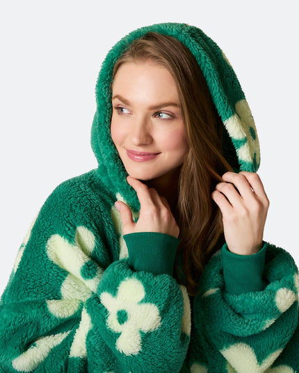 Blomster Grøn Teddy HappyHoodie til Forårs Stemning