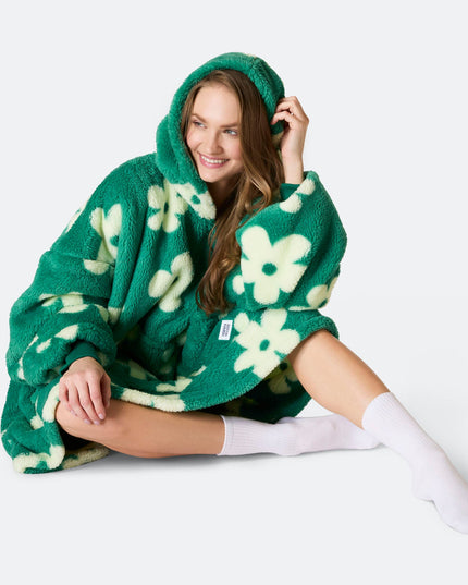 Flower Green Sherpa HappyHoodie
