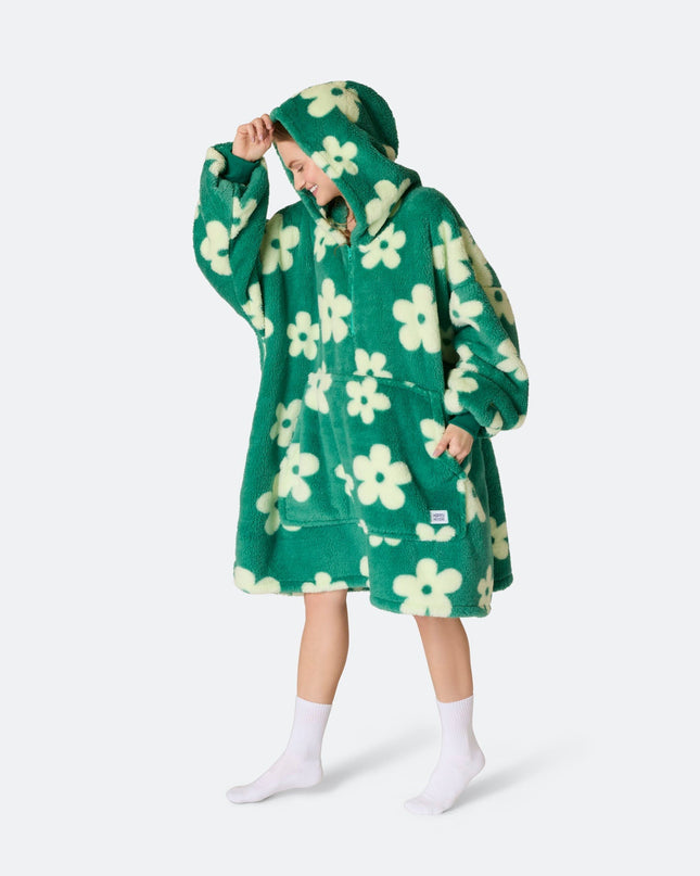 Flowers Green Teddy HappyHoodie for Spring Vibes